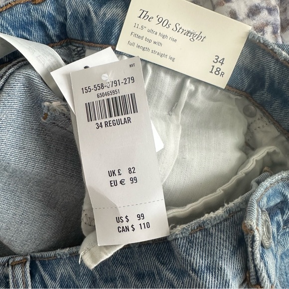 Abercrombie & Fitch Light Blue 90s Straight Ultra High Rise Jeans Size 34 (18) - Picture 10 of 12